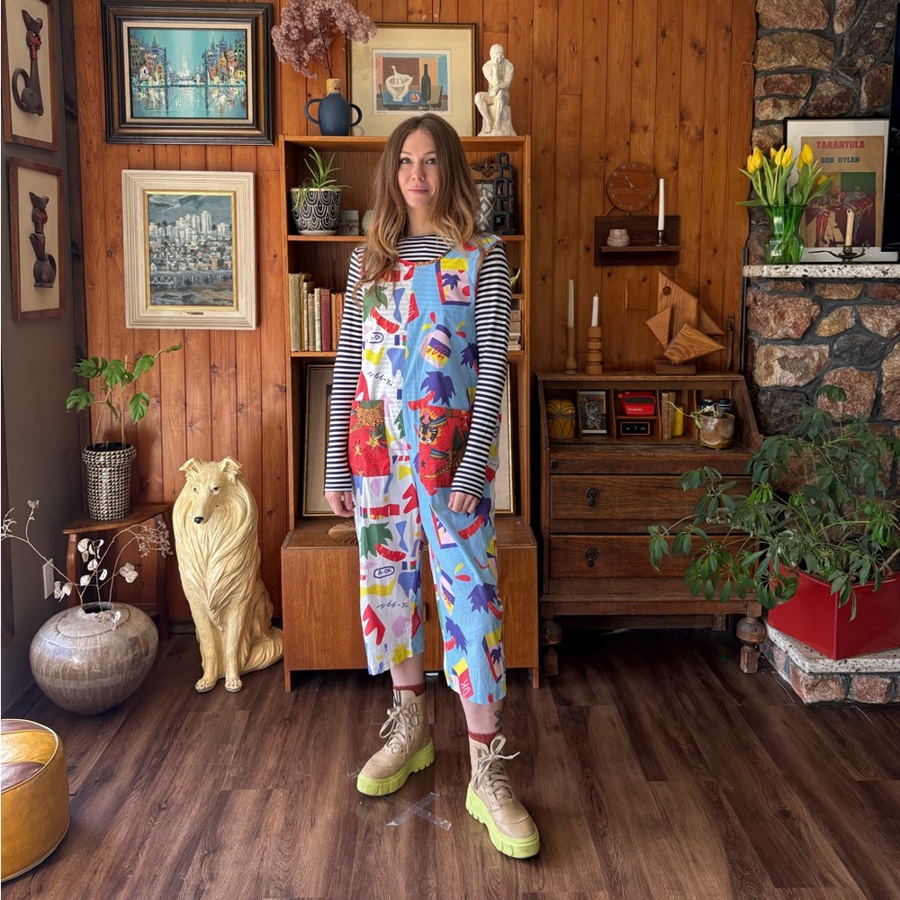 Nooworks A OK Jumpsuit Funky Slow Fashion Bold Print size M